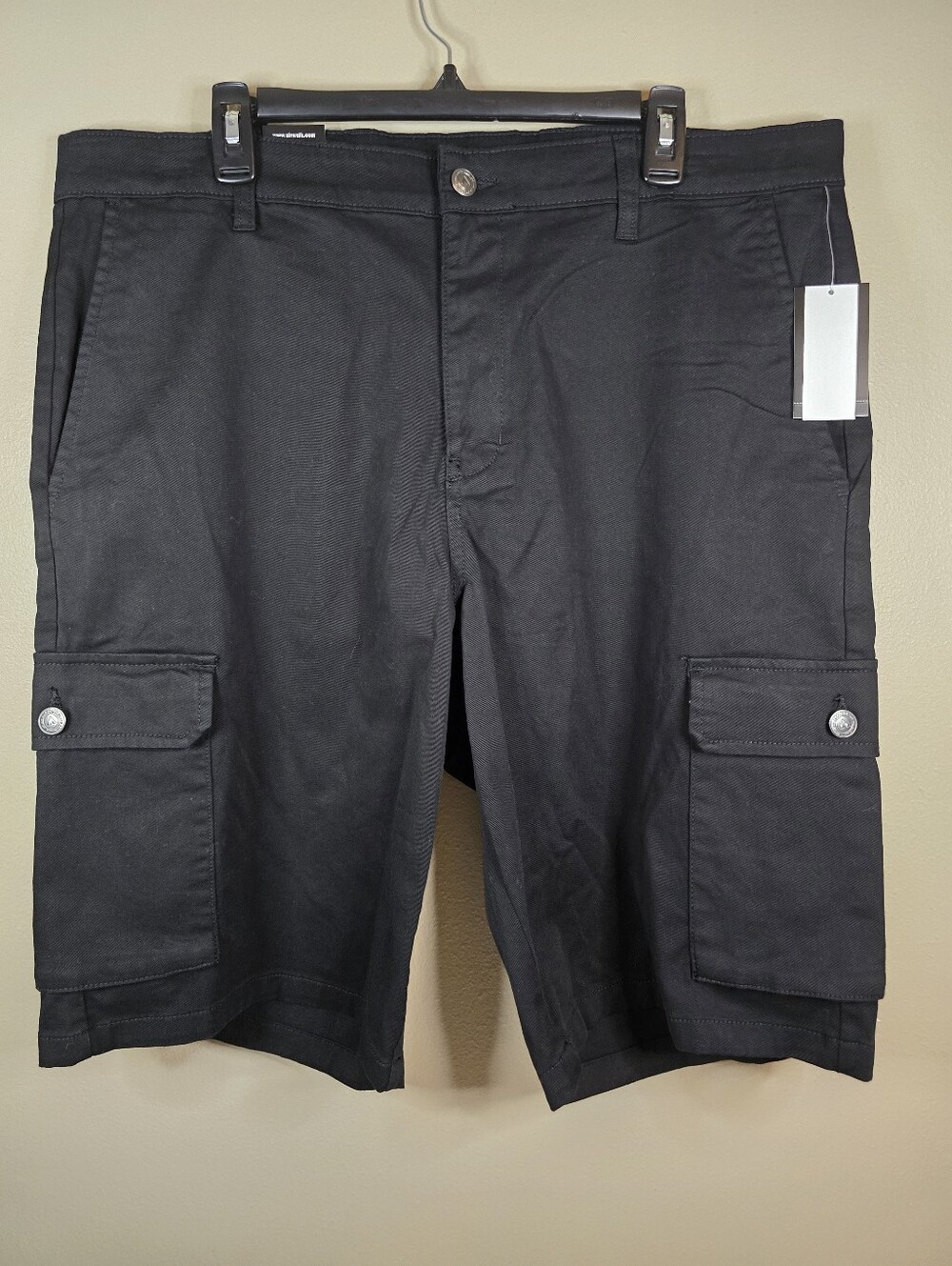 AIRWALK Cargo Shorts Men's Black Lightweight Twill 6-POCKETS Flat Front